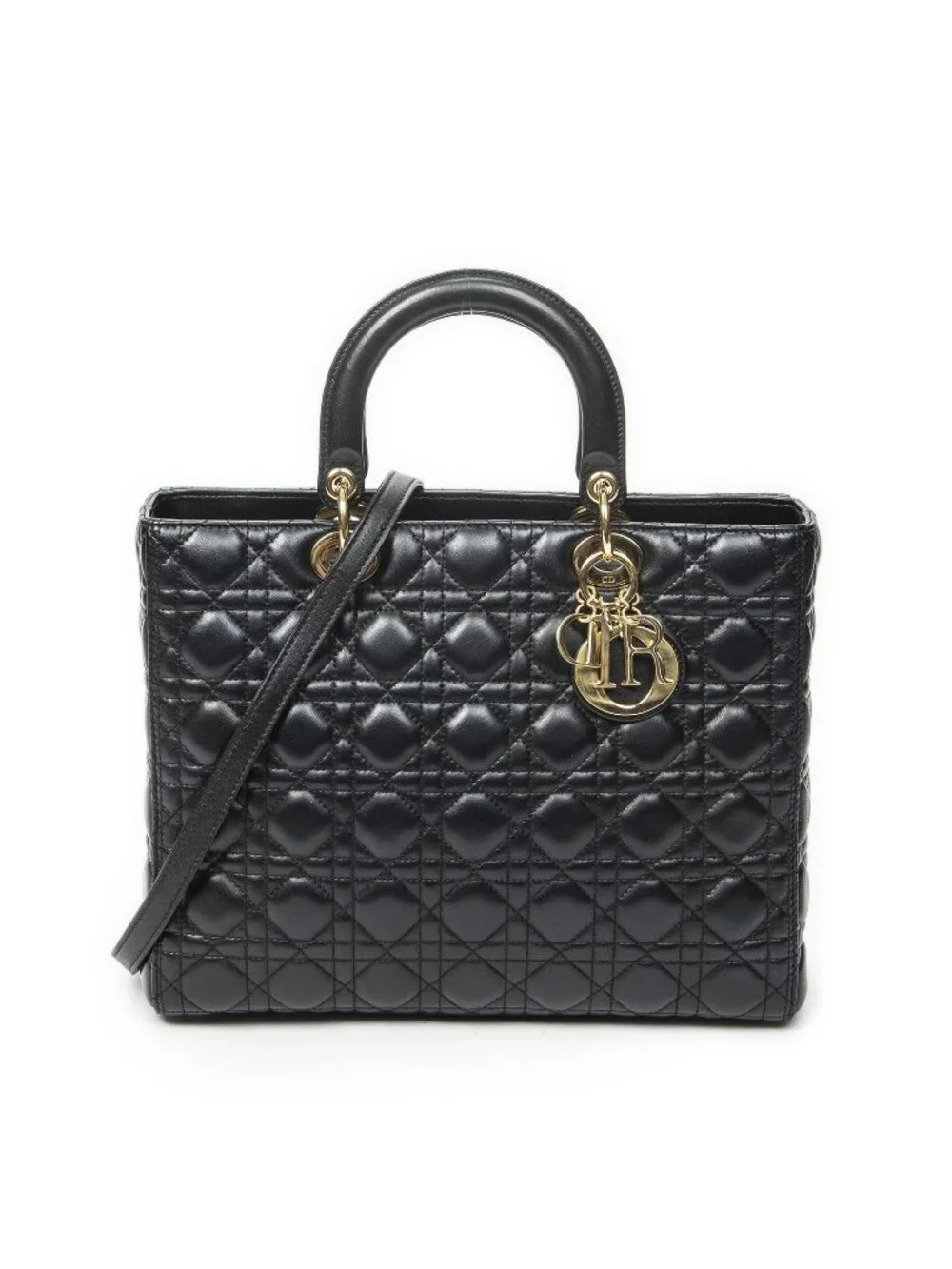 Dior Large Lady Dior Zip Black Canada Lambskin Leather Handbag - Picture 1 of 10